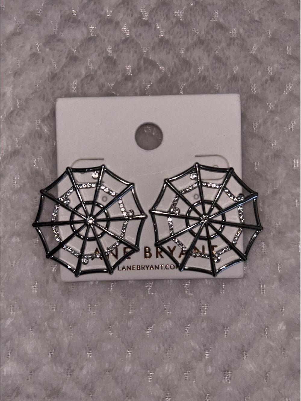 Lane Bryant Halloween Spider Web Earrings NWT